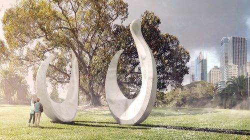 The new artwork called "Bara" the Gadigal name for fishhook, will feature two six metre high replicas made of marble. Picture: Supplied