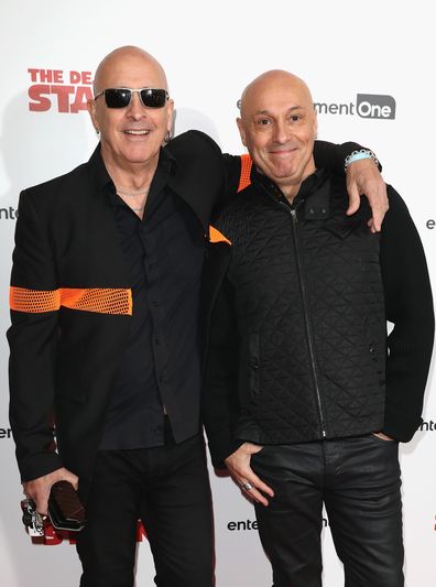Richard Fairbrass and Fred Fairbrass of Right Said Fred arrive at 'The Death Of Stalin' UK Premiere held at Curzon Chelsea on October 17, 2017 in London, England.
