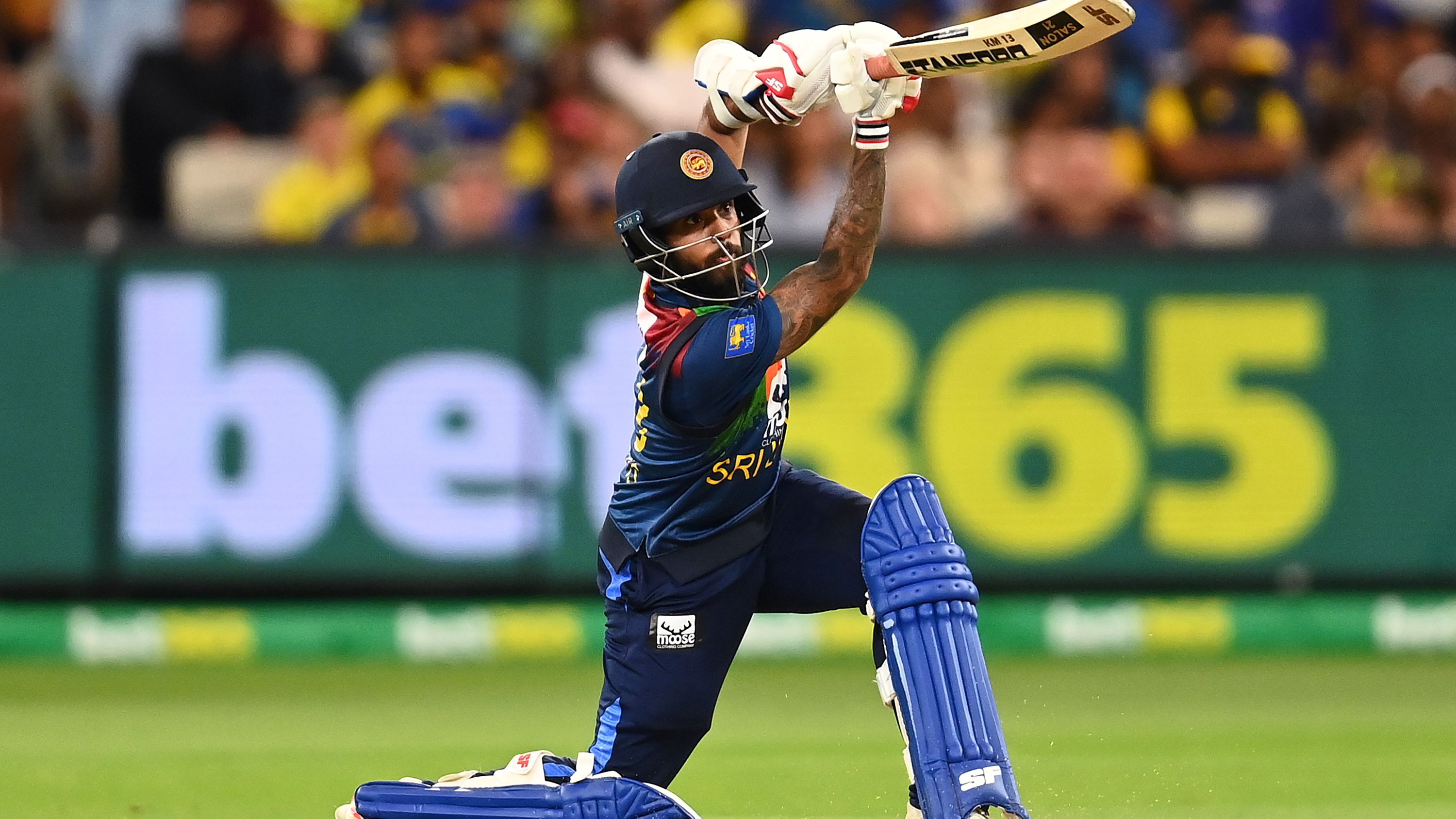 Kusal Mendis bats during game five of the T20 International Series between Australia and Sri Lanka.