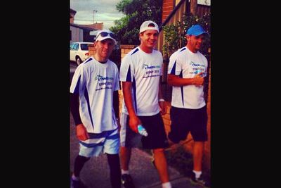 @johnnyruffo: @TheRealGreal @NathanBerry91 @4tracks4kids been walking for 7 hours, legs starting to feel it!!!