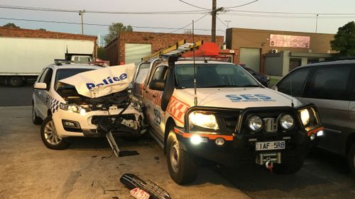 Police car rammed by stolen SES vehicle in Melbourne