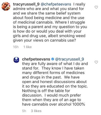 My Kitchen Rules, Pete Evans, cannabis comment, Instagram