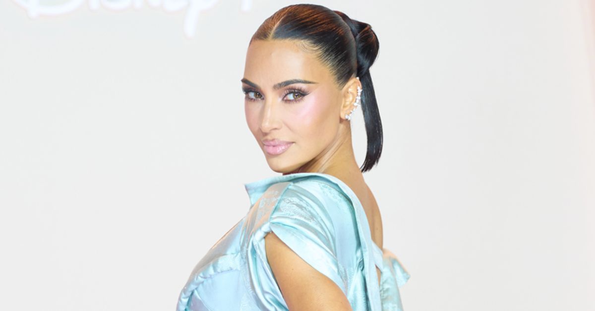 princess polly baby blue dress Kim Kardashian stuns in vintage Christian Dior dress at All Is Fair  premiere