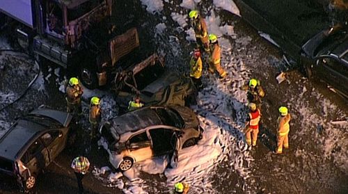 Two people died and four have been injured in the crash. Image: 9News