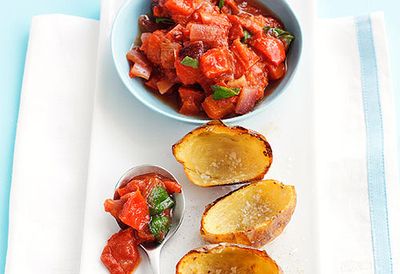 Potato skins with tomato salsa