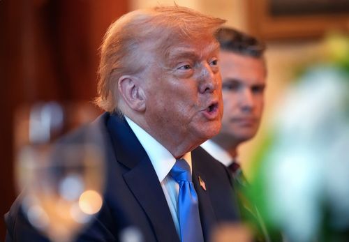 WASHINGTON, DC - JULY 07: U.S. President Donald Trump delivers remarks as he hosts Israeli Prime Minister Benjamin Netanyahu for a dinner in the Blue Room of the White House on July 7, 2025, in Washington, DC. Trump is hosting Netanyahu to discuss a potential ceasefire agreement to end the fighting in Gaza. (Photo by Andrew Harnik/Getty Images)