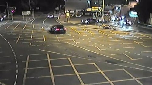 Police are appealing for information about a road rage incident where a Holden Astra was attacked with a crowbar before being rammed into a concrete wall (Supplied).