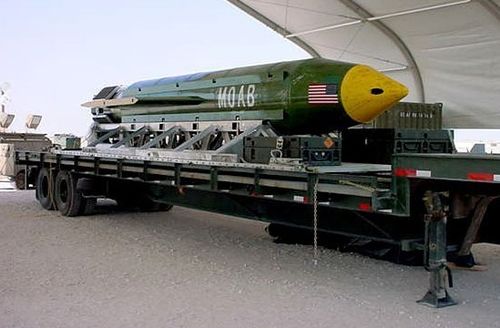 A file photo of the US  GBU-43/B Massive Ordnance Air Blast bomb, known as the 'Mother of All Bombs'.