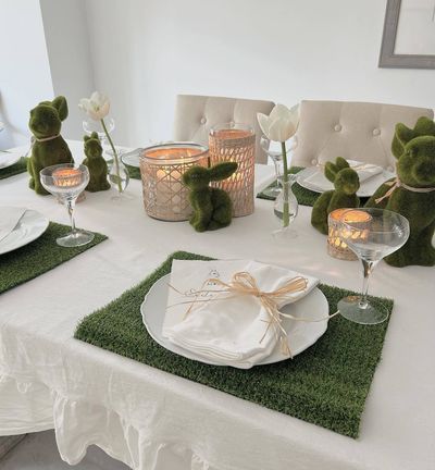 Green and white table