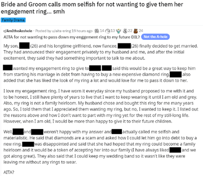 Reddit woman engagement ring