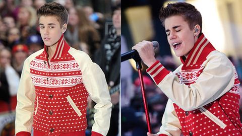 Justin Bieber's Christmas cardigan