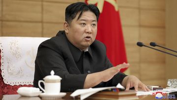 In this photo provided by the North Korean government, North Korean leader Kim Jong Un attend a a ruling party politburo meeting in Pyongyang, North Korea Saturday, May 21, 2022.