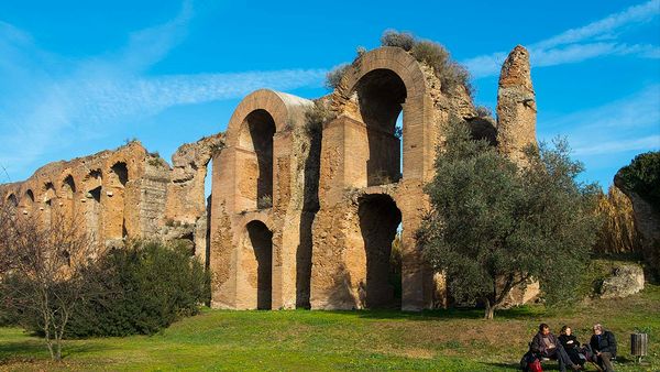 Ruins of aqueduct in park (Appia Antica)