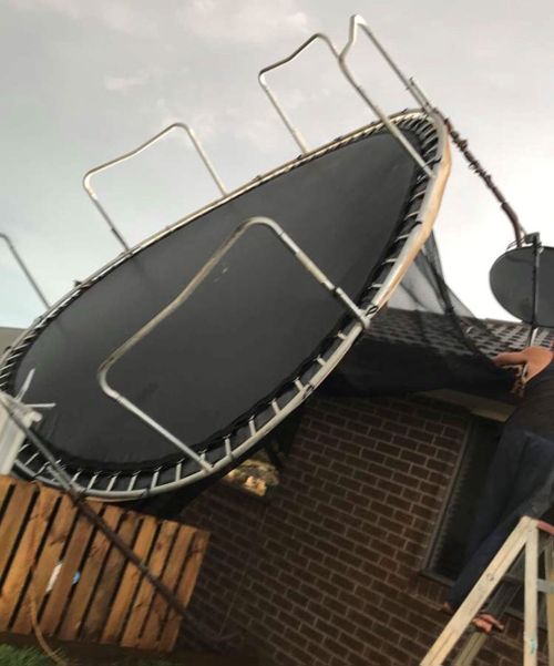 A trampoline has gone through a roof at Wallan. (Supplied)