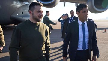 Ukrainian President Volodymyr Zelenskyy has touched down in Britain as he makes a surprise visit at a time when Kyiv is urging the West to send more weapons and military support to counter Russian advances.