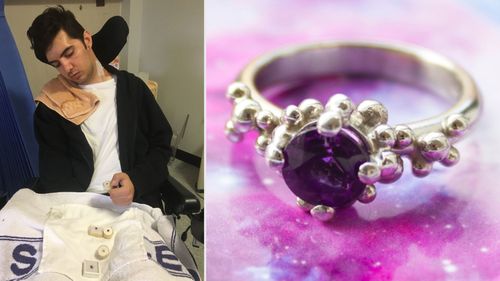 Hensman designed the band and chose the amethyst in Tess' engagement ring from hospital.