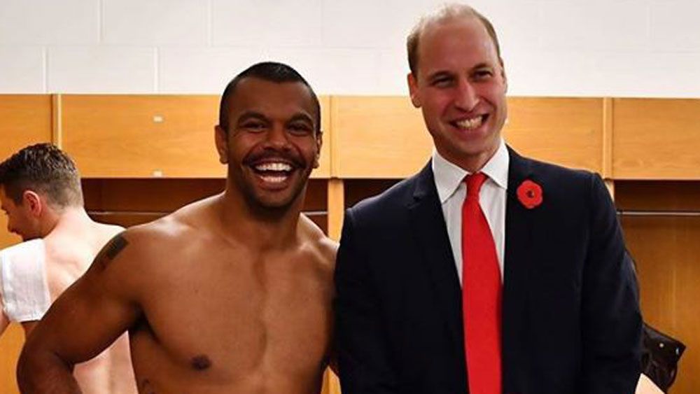 Wallabies fullback posts 'budgie smugglers' photograph with Prince William on social media