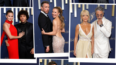 Couples on the Emmys 2025 red carpet. Graphic: Polly Hanning.