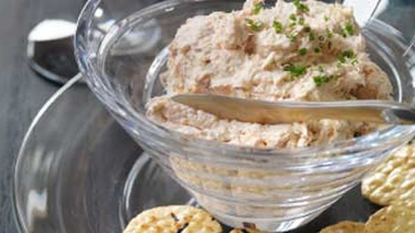 Smoked trout mousse with rice crackers