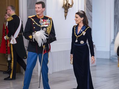 COPENHAGEN, DENMARK - JANUARY 1: Prince Joachim of Denmark and Princess Marie of Denmark during a New Year's Gala at Amalienborg Palace on January 1, 2025 in Copenhagen, Denmark. (Photo by Martin Sylvest Andersen/Getty Images)