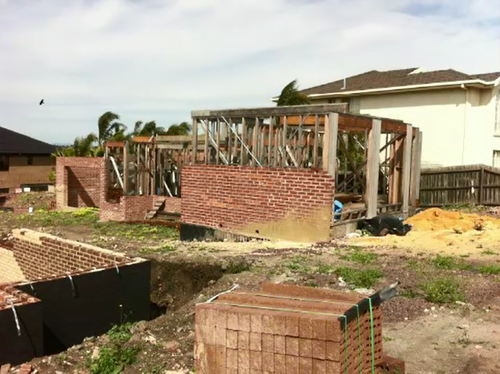 The new owner knocked down the partially built house.