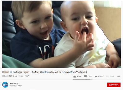 Charlie Bit My Finger is one of the most-watched YouTube clips of all time.