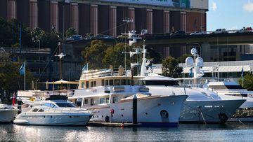 Lachlan Murdoch&#x27;s superyacht Istros at the Sydney Superyacht Marina