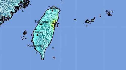 A map showing the impact site of the Taiwan earthquake.