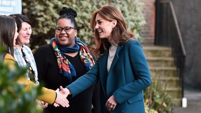 Catherine, Duchess of Cambridge visits LEYF Stockwell Gardens Nursery & Pre-School on January 29, 2020 in London, England.