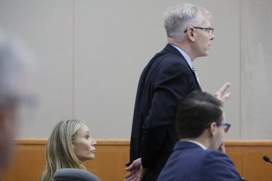 Gwyneth Paltrow sits in court as her attorney speaks on Thursday, March 23, 2023, in Park City, Utah. Terry Sanderson is suing Paltrow for $300,000