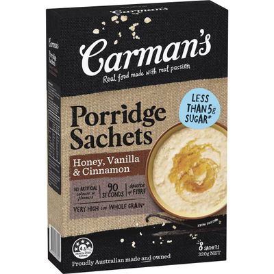 Carman's Gourmet Honey, Vanilla & Cinnamon Porridge Sachets