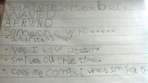 Special needs girl pens touching ‘friend wish list’