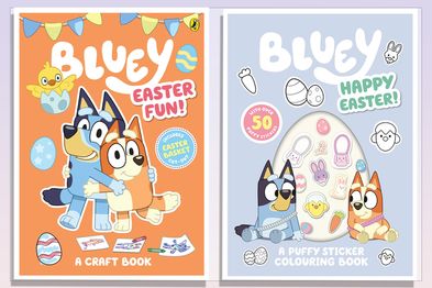 9PR: Bluey Easter Craft Book book cover and Bluey Happy Easter Puffy Sticker Colouring Book book cover