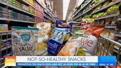 Veggie chips in the supermarket health food aisle