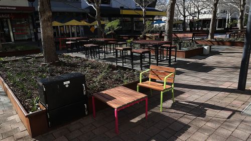 The central business district stands empty amid lockdown  in Canberra.