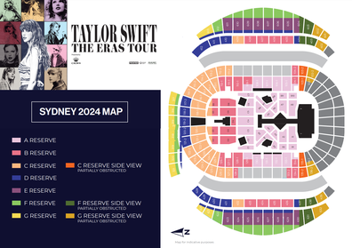 The seat map for the Sydney Eras show.