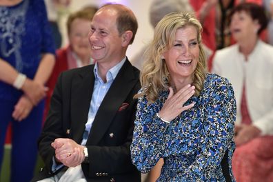 Prince Edward, Earl of Wessex and Sophie, Countess of Wessex watch a performance during a Platinum Jubilee celebration on June 4, 2022 in Belfast, United Kingdom.  