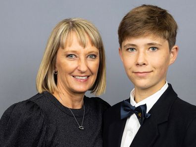 Georgie Beck with son Robbie one month before her ovarian cancer diagnosis.