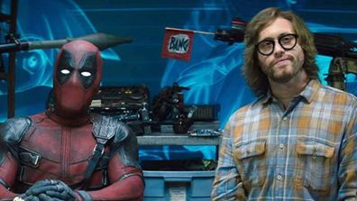 Ryan Reynolds and T.J. Miller on the set of Deadpool.