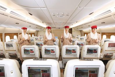 emirates premium economy class cabin arrives in australia sydney to dubai A380