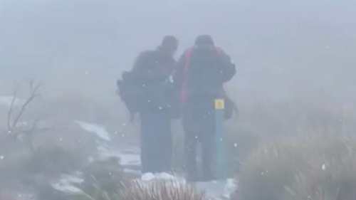 A rare flurry of snow delighted hikers in Stirling Range National Park.