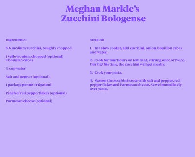 Meghan Markle's Zucchini Bolognese