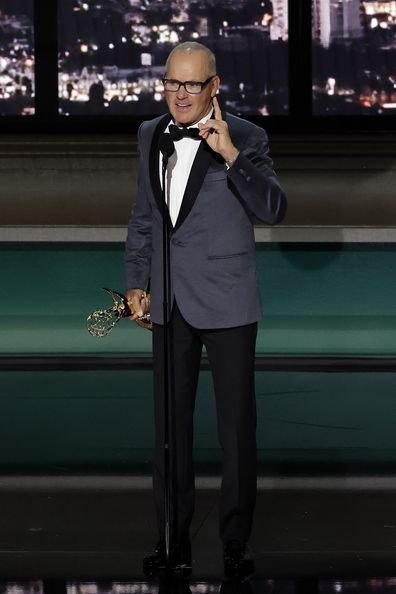 Michael Keaton accepts Outstanding Lead Actor in a Limited Series or Anthology Series or Movie for "Dopesick onstage during the 74th Primetime Emmys at Microsoft Theater on September 12, 2022 in Los Angeles, California. 