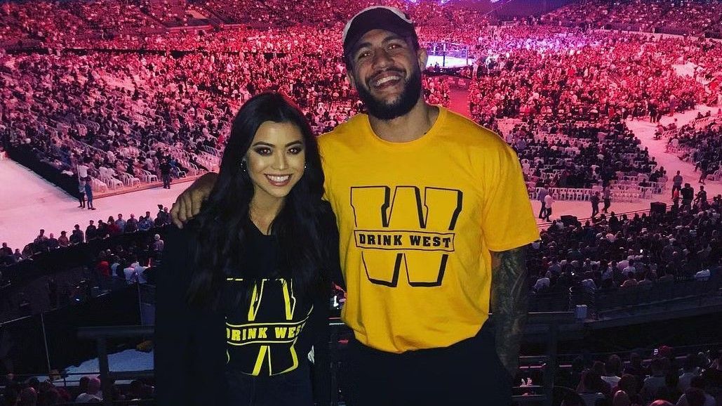 Tyson Pedro with wife Rosie.