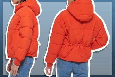 9PR: Levi's Women's Cinch Waist Puffer Jacket, Orange