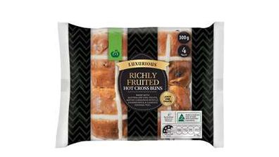 Woolworths Richly Fruited Hot Cross Buns.