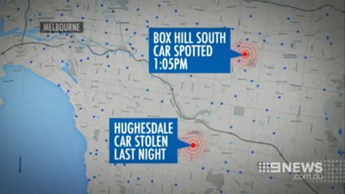The unmarked police car was stolen from Hughesdale. (9NEWS)