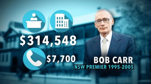 Bob Carr's spendings included an office in the same building, a staffer, and $7700 in phone costs.