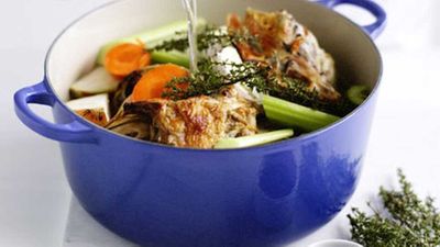 Chicken, veal, fish and vegetable stock