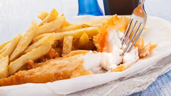 Battered fish and chips